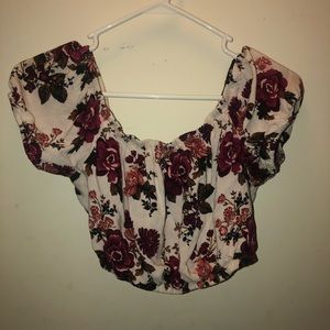 American Eagle off the shoulder floral crop top